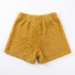 Faux Fur <b>Shorts</b> <b>Women</b> High Waist Loose Fit Solid Color Casual Knitted Elastic Waist <b>Short</b> Skirts in Red <b>Black</b> White Brown Blue - Product Image 5