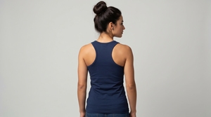 Women's <b>Navy</b> Blue Solid Knitted Tank <b>Top</b> Casual Scoop Neck Breathable Polyester/Cotton Fit - Product Image 2