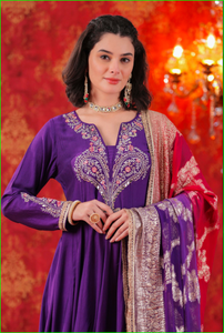 Conjunto Anarkali morado con dupatta degradado - Product Image 5