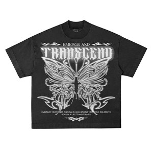 Camiseta de Felpa Francesa para Hombre, Impresión DTG, Prenda Cómoda, Corte Holgado, Lavado Ácido, Efecto Desgastado por el Sol, Camiseta de Peso Pesado - Product Image 1