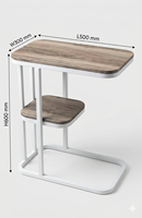Table basse en bois moderne et durable avec étagère de rangement, cadre en métal blanc, montage facile, garantie 1 an, design minimaliste, salon