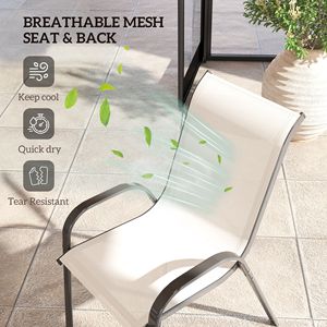 "4 <b>Stackable</b> Patio <b>Chairs</b> with High Back & Mesh Seat for Garden Lawn Beige <b>Outdoor</b> Dining" - Product Image 5
