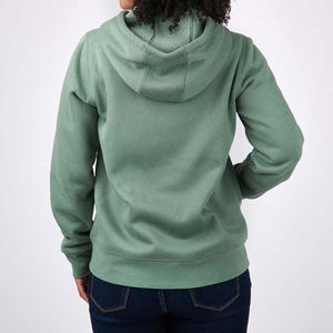 Sudadera con Capucha y Cremallera para Mujer, Verde Sólido, Corte Regular, Transpirable, Ecológica, Forrada, con Bordado Frontal, para Invierno - Product Image 2