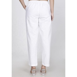 Nouveau pantalon d'été en coton uni, coupe ample, taille haute, évasé, à séchage rapide et respirant, exportateur indien - Product Image 2