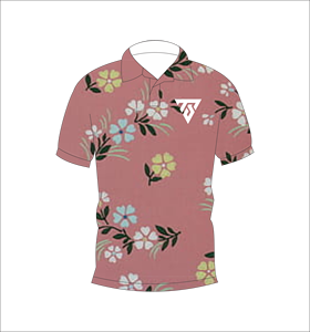 Camisa polo con estampado floral rosa para hombre, camisa informal de manga corta a la moda de verano - Product Image 1