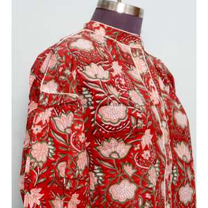 Haut décontracté 100 % coton pour femme, mini-robe à manches longues, col rond, imprimé floral, style vintage romantique, coupe évasée, écologique - Product Image 5