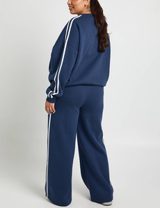 Ensemble de survêtement de jogging pour femme toutes saisons, grande taille, avec bande latérale, vêtements de fitness, manches longues, longueur mi-longue, coton, 2 pièces - Product Image 6