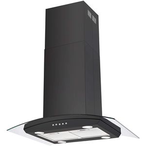 Cappa da cucina a isola in acciaio inossidabile da 30 pollici con 900 CFM, vetro temperato, 3 velocità e luci LED nere - Product Image 1