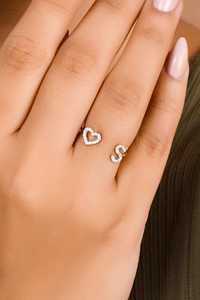Heart And Initial Open Minimalist Unique Stackable <b>Rings</b> Custom <b>Name</b> Birthday Gift Manufacturer 10k 14k 18k Solid Gold Wholesale - Product Image 6