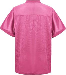 Maillot de sport rose en polyester léger à manches courtes en mesh, importé - Product Image 3