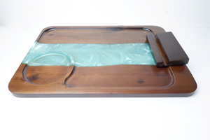 Wooden Serving Tray With Resin Inlay Rectangular Modern Handmade Tableware Storage Holder - Product Image 3