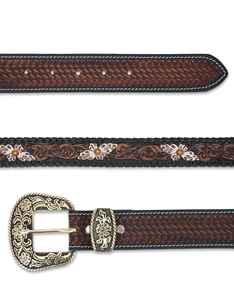 Cinturón Western de Cuero Genuino para Hombre Rub International con Detalles en Turquesa, Hebilla Metálica Grabada y Patrón Floral en Relieve - Product Image 3