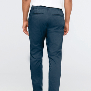 Men Navy Straight Fit Casual Trousers Mid Waist Breathable Oxford Fabric Right Leg Logo <b>Summer</b> Lightweight <b>Pants</b> - Product Image 3