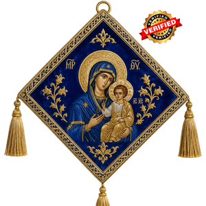 Vestimenta Litúrgica Ortodoxa Bordada a Mano con Oro para Sacerdote, Diseño de Ícono en Terciopelo Azul, Unisex para Adultos, Personalizable - Product Image 1