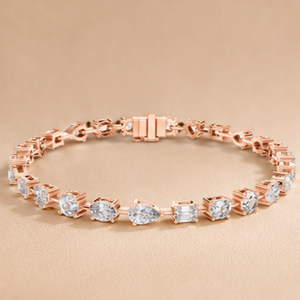 Cut Diamond Tennis <b>Bracelet</b> Yellow White Rose Gold Square Stone Bridal Jewelry Gift for Women Elegant Style - Product Image 2