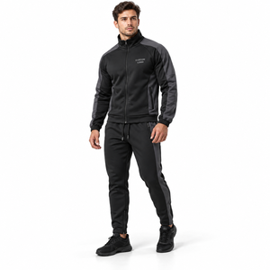 Training Session Men's Warm <b>Up</b> Tracksuit OEM ODM Polyester Interlock <b>Zip</b> Pockets Custom Activewear Factory - Product Image 1