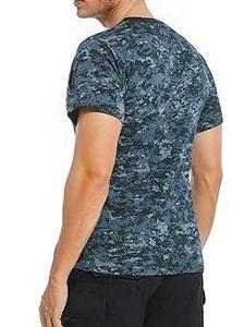 เสื้อยืดแขนสั้นลายพรางสำหรับผู้ชาย ทรงหลวม คอกลม สวมใส่สบาย ระบายอากาศได้ดี ผ้าถัก 100% คอตตอน ด้านหน้ากันยับ ซักแห้งเร็ว - Product Image 6