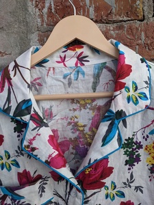 Pijamas para Adultos con Estampado de Aves, Conjunto de Pijama de Algodón Puro, Ropa de Dormir Transpirable con Cierre de Cordón, Traje de Dormir para Todas las Estaciones - Product Image 2