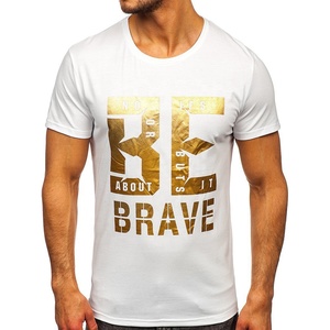 Camisetas de Seda/Algodón con Logotipo Personalizado al por Mayor, Camisetas de Manga Corta para Hombre, Corte Regular, Anti-Pilling, con Letras, de Alta Calidad - Product Image 1
