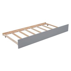 Cama doble con plataforma y cama nido, cabecero y piecero para espacios pequeños, sin necesidad de somier, color verde - Product Image 3