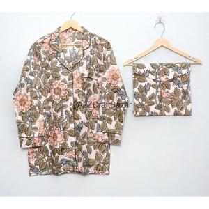 Camisa de Manga Larga para Mujer, 100% Algodón, Transpirable, Suave, de Secado Rápido, con Estampado Floral, Cierre con Cordón y Cuello Camisero, Venta al Por Mayor - Product Image 2