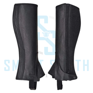 Premium Leather <b>Half</b> <b>Chaps</b> for Horse Riding Equestrian Riding Gaiters with Zipper and Elastic Panels for Riders - Product Image 3