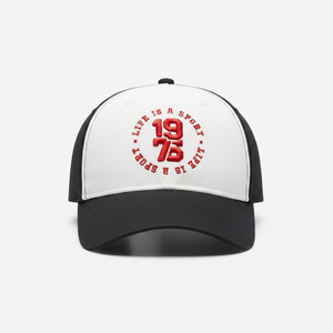 Unisex <b>Baseball</b> <b>Cap</b> Red 1976 Logo Sublimation Print Black White Color Block Design Casual Adjustable Common Outdoor Training Hat - Product Image 5