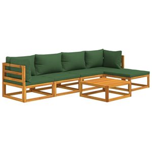Conjunto de Muebles de Jardín de Madera de Acacia Sólida y Poliéster en Verde Natural para Uso en Exteriores - Product Image 3