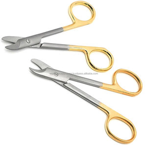 Ciseaux chirurgicaux dentaires de précision mondiale, à pointe droite et courbée, manche doré, en acier inoxydable, pour laboratoire orthodontique - Product Image 4