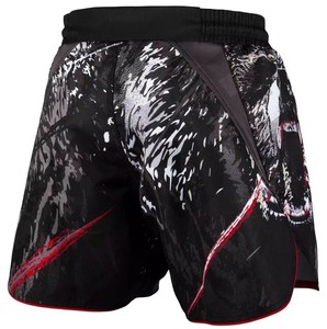 Men's MMA Shorts Sublimation Print Black White Red Tiger Design Moisture Wicking Polyester <b>Athletic</b> Fit Adult Custom Sports Wear - Product Image 1