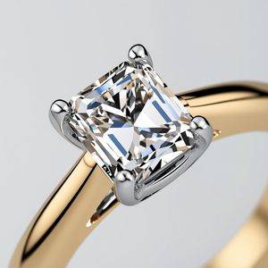 Anillo de Oro Sólido de 10K de Dos Tonos con Corte Princesa, Piedra Natural Minimalista, Claridad VVS1, Cadena para Uso Diario, Joyería Fina para Mujer - Product Image 1