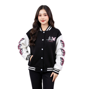 เสื้อแจ็คเก็ตวาร์ซิตี้ผู้หญิงแบบสั่งทำ เสื้อแจ็คเก็ตเลตเตอร์แมนปักลาย เสื้อแจ็คเก็ตเบสบอลลำลอง สไตล์สตรีทแวร์ เสื้อแจ็คเก็ตสไตล์วิทยาลัย - Product Image 1