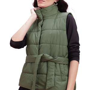 Wholesale <b>Women's</b> Winter Crop Tops Sleeveless Puffer Jacket Bubble Vest Custom logo Stand Collar <b>Waistcoat</b> Outerwear Gilet - Product Image 4