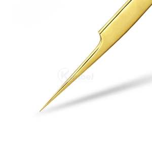 แหนบต่อขนตาเคลือบทอง แหนบโค้งสำหรับต่อขนตาแบบเส้นต่อเส้น ราคาขายส่ง - Product Image 6