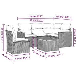 Conjunto de Sofá de Jardín Ajustable de 6 Piezas, Ratán PE Negro, con Diseño Confortable y Apariencia Elegante - Product Image 3