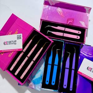Pince à épiler pour extensions de cils GETUP BROSONS IMPEX de haute qualité GBI-EET-3226, couleur personnalisée, acier inoxydable avec revêtement en poudre - Product Image 3