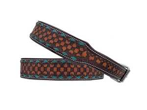 Handmade Western Leather <b>Dog</b> <b>Collar</b> Geometric Pattern Adjustable Buckle Closure Classic Style All Seasons Use - Product Image 1