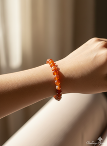 Handmade AAA Red Carnelian Round Bead Bracelet – Polished Gemstone Stretch Bracelet for <b>Men</b> & Women - Product Image 2