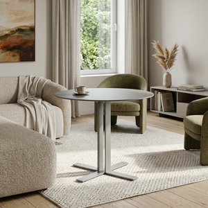 Mesa de Bistró Redonda de Hierro Resistente - Mesa de Pedestal Moderna Gris Industrial para Restaurante y Cafetería - Product Image 4