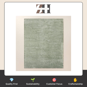 Tapis d'intérieur moderne en TENCEL Lyocell vert, tissé à la main, texture douce, fabricant et fournisseur - Product Image 6