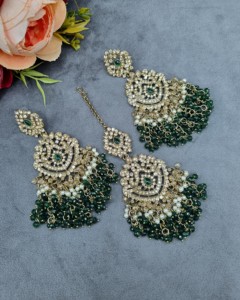 Heavy Choker Necklace With Earrings & Mang Tika Traditional Bridal <b>Wedding</b> <b>Accessories</b> Set for Women Ethnic Jewellery Wholesaler - Product Image 3