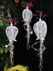 LANJO Elegant <b>White</b> <b>Lace</b> Hanging Decorations With Pearl Beads For Wedding Party Event Backdrop Ornament - Product Image 3
