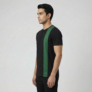Camiseta de Cuello Redondo a Rayas Verdes y Negras para Hombre, Manga Corta, Informal, Básica, de Verano, con Logotipo Personalizado, OEM, ODM, Ropa al por Mayor - Product Image 5