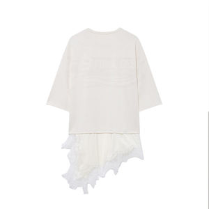 Nouvelle Collection Printemps 2026 : Haut Femme Écologique en Dentelle Patchwork, Col Rond Rétro, Manches Courtes, Coupe Ample et Respirante – Conception Personnalisée OEM - Product Image 2