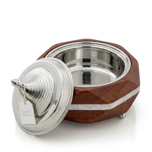 Ramadan Thermal Hotpot Casserole Dish With Lid with Handcrafted Wood Body and Mother of Pearl Inlay For Ramadan Majlis - Product Image 3