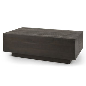 Table basse en bois de manguier massif, finition brute, surface lisse, forme carrée, style industriel moderne pour salon. - Product Image 1