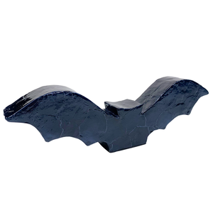 Sculpture en MDF en forme de chauve-souris avec incrustation de Capiz noir, figurine d'animal volant d'Halloween faite à la main pour la décoration intérieure et l'affichage de fête - Product Image 5