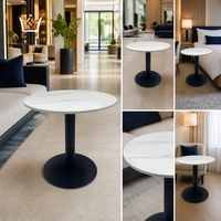 Table de centre de luxe pour hall d'hôtel, design rond en bois sur piétement, fournisseur de mobilier hôtelier sur mesure