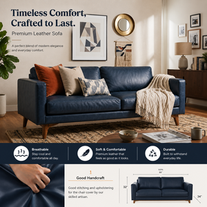 Real Leather <b>Sofa</b> Various Choices of Color Genuine Leather Cover Loveseat for Living Room Furniture Cafe Restaurant Seating - Product Image 4