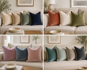 Modern <b>Velvet</b> <b>Cushion</b> <b>Cover</b> Set Solid Color Rectangle Handmade Stitching Envelope Closure for Sofa Home Decor - Product Image 3